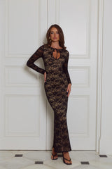 Enchanted Allure Lace Long Sleeve Maxi Dress Black