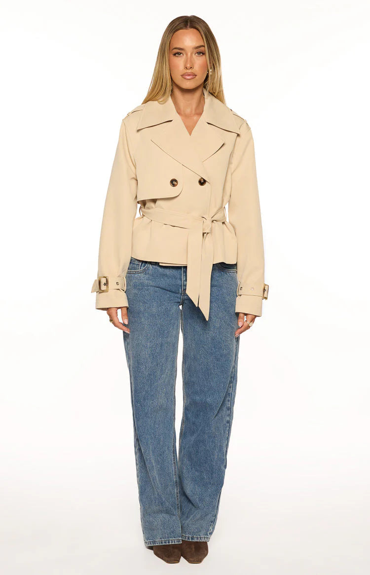 Wilda Cream Cropped Trench Coat
