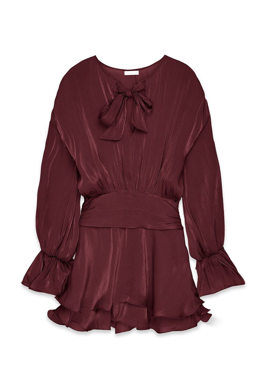 Ruched Waist Ruffle Mini Dress