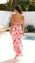 Margie Midi Dress - Pink/Red