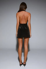 Classy Nights Velvet Vest Mini Dress Black