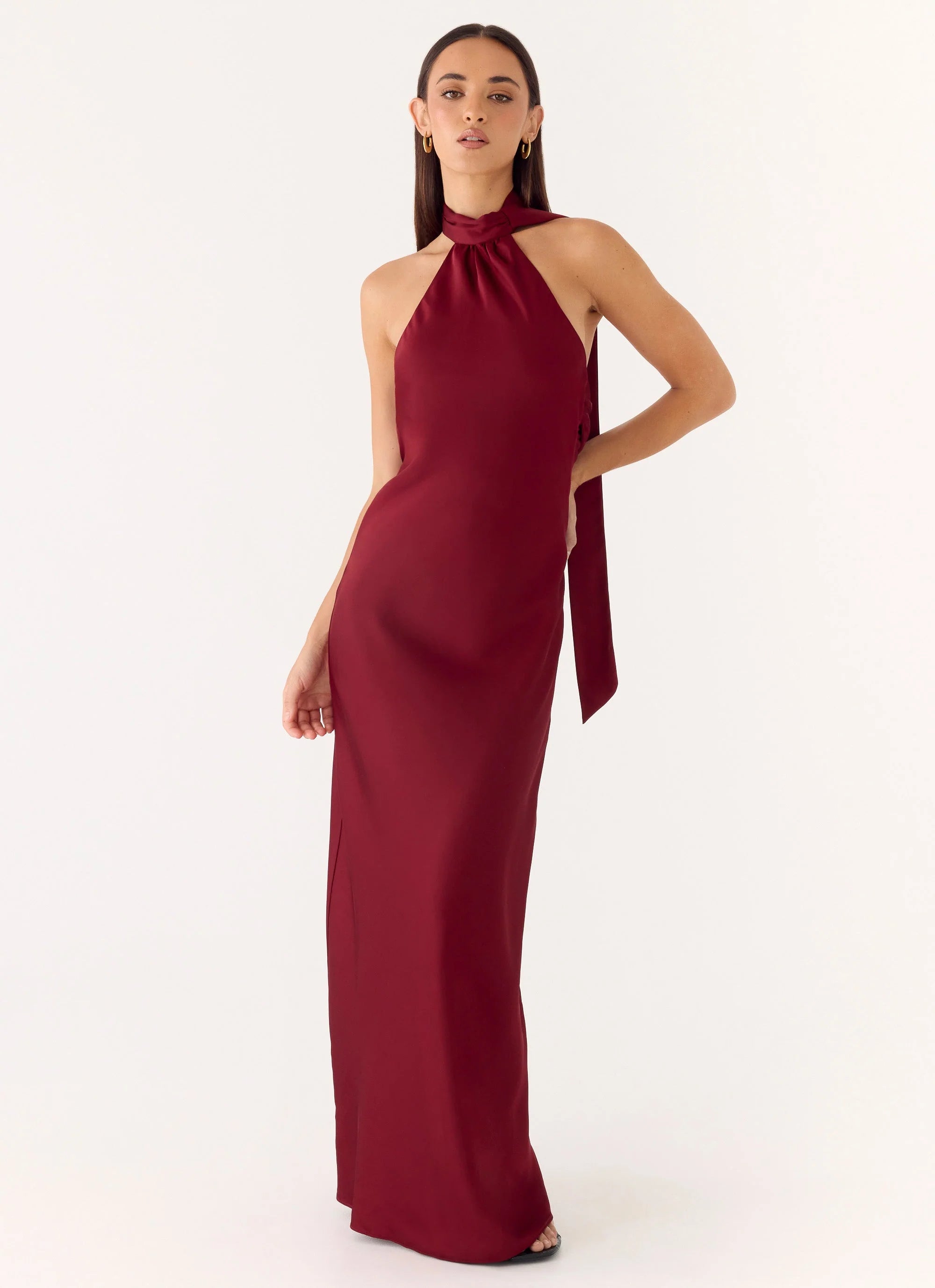 Keena Scarf Maxi Dress - Merlot