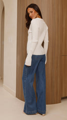 Corbin Collared Knit Top - White