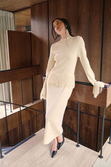 Fringe Detail Knitted Midi Dress
